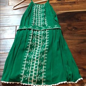 Green shift dress with belt